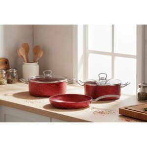 REDLONART 5 PARÇA TAVA - TENCERE SET (Metal Kulp)